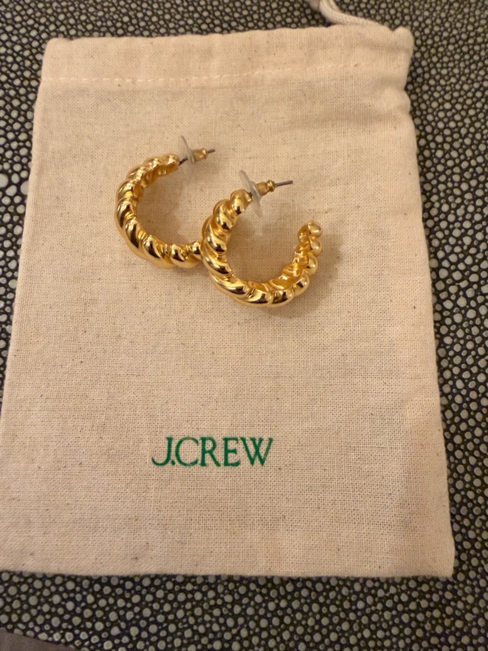 J. Crew Polished Gold Tone Sculpted Hoop Earrings